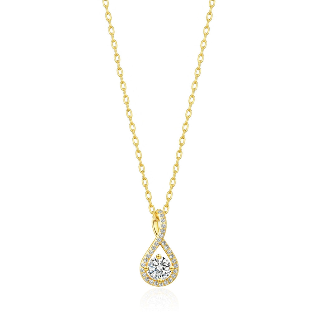 18k Gold Plated Solitaire Twist Necklace Created with Zircondia® Crystals