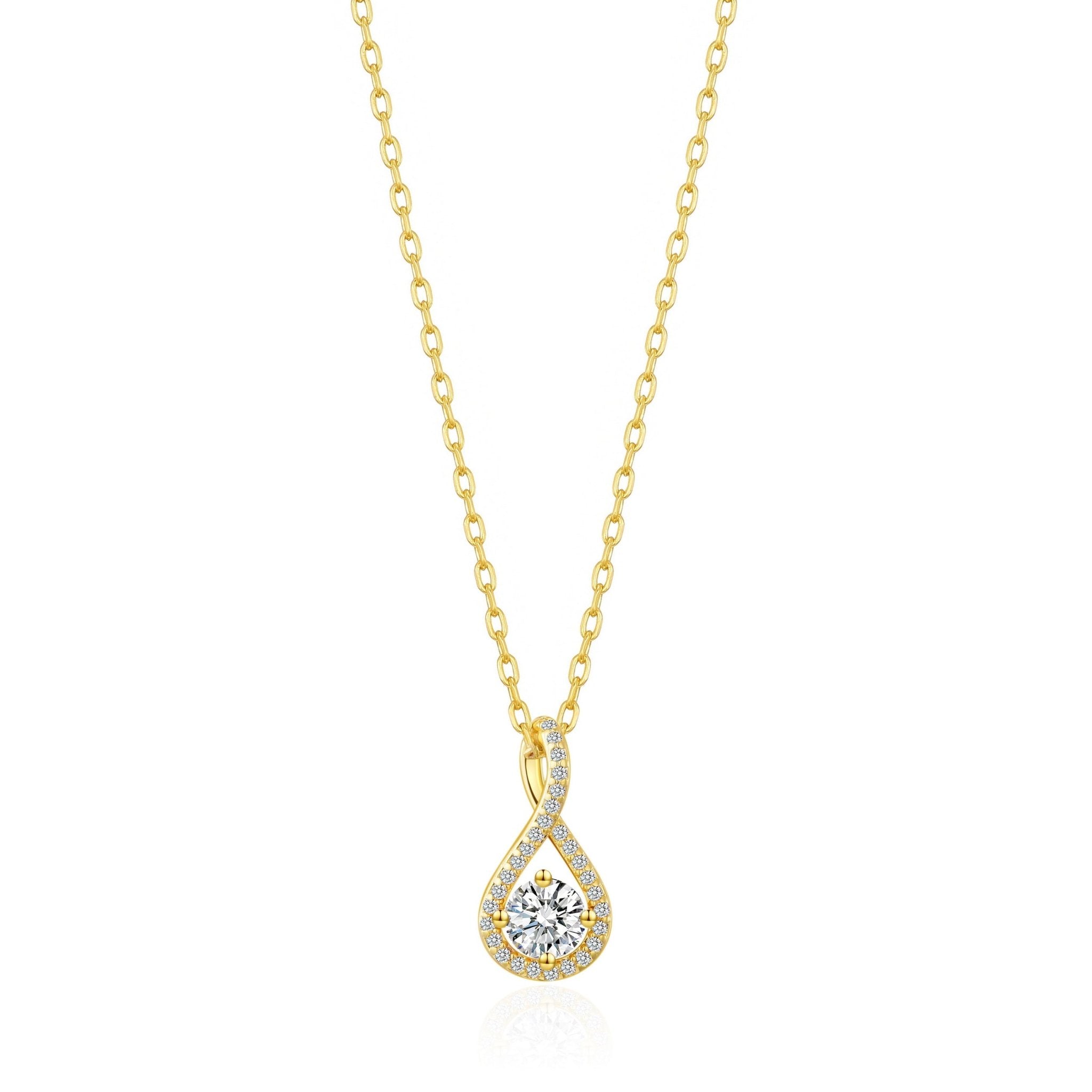 18k Gold Plated Solitaire Twist Necklace Created with Zircondia® Crystals
