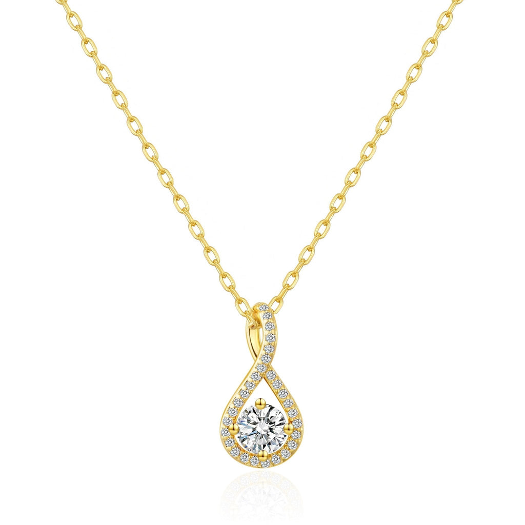 18k Gold Plated Solitaire Twist Necklace Created with Zircondia® Crystals