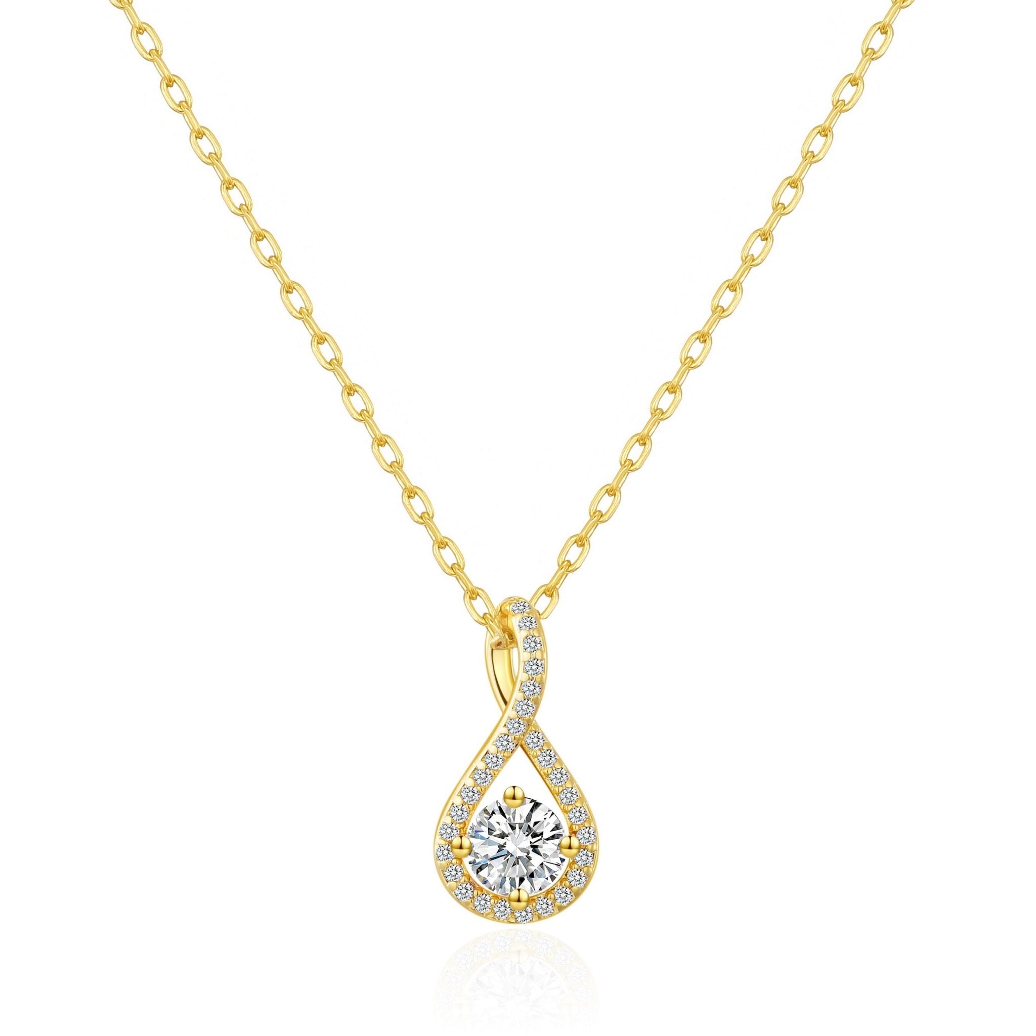 18k Gold Plated Solitaire Twist Necklace Created with Zircondia® Crystals