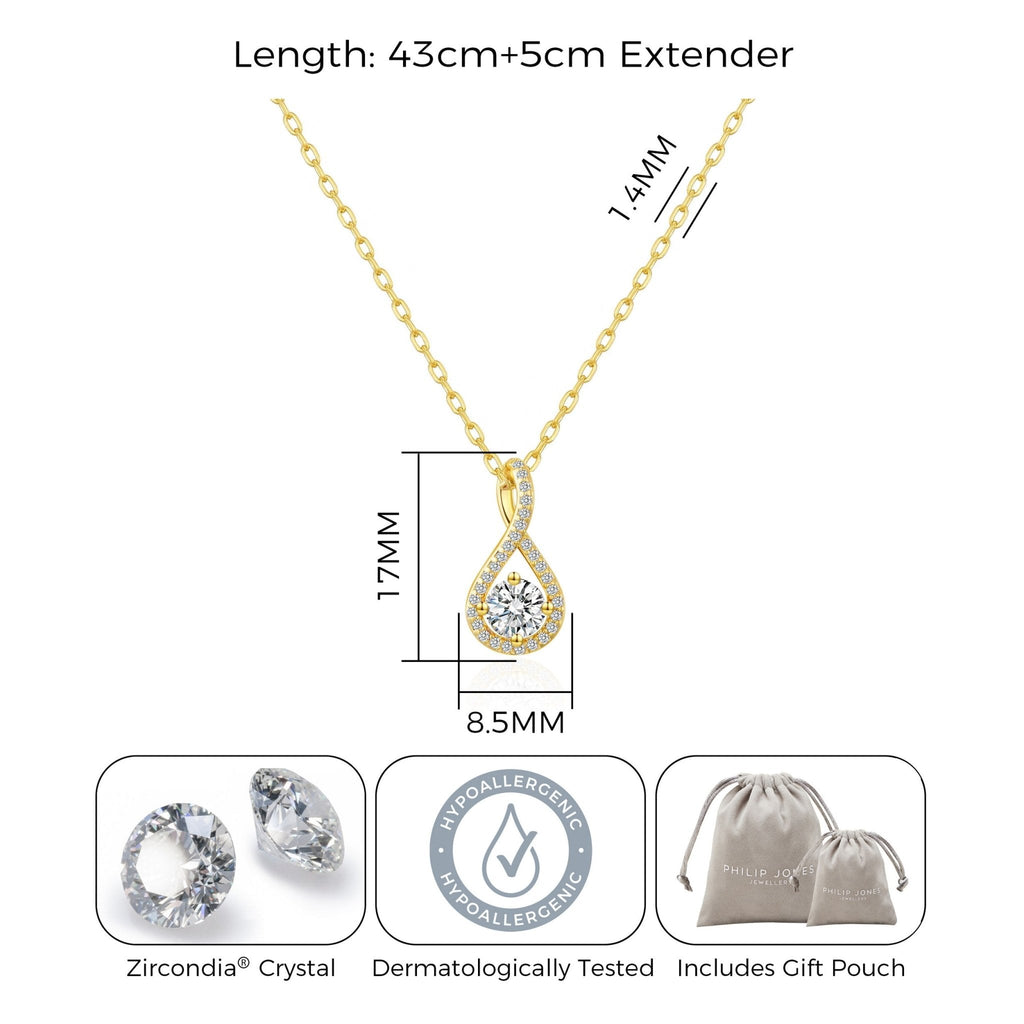 18k Gold Plated Solitaire Twist Necklace Created with Zircondia® Crystals