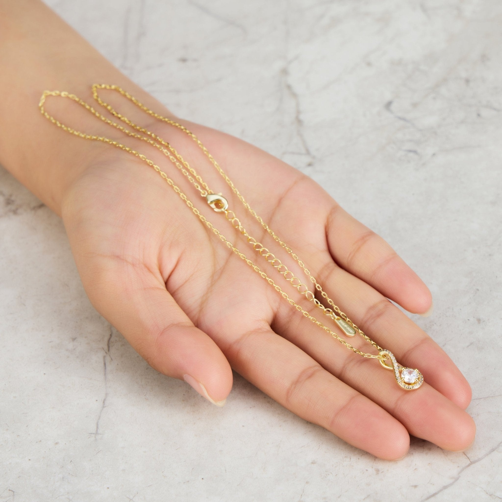 18k Gold Plated Solitaire Twist Necklace Created with Zircondia® Crystals