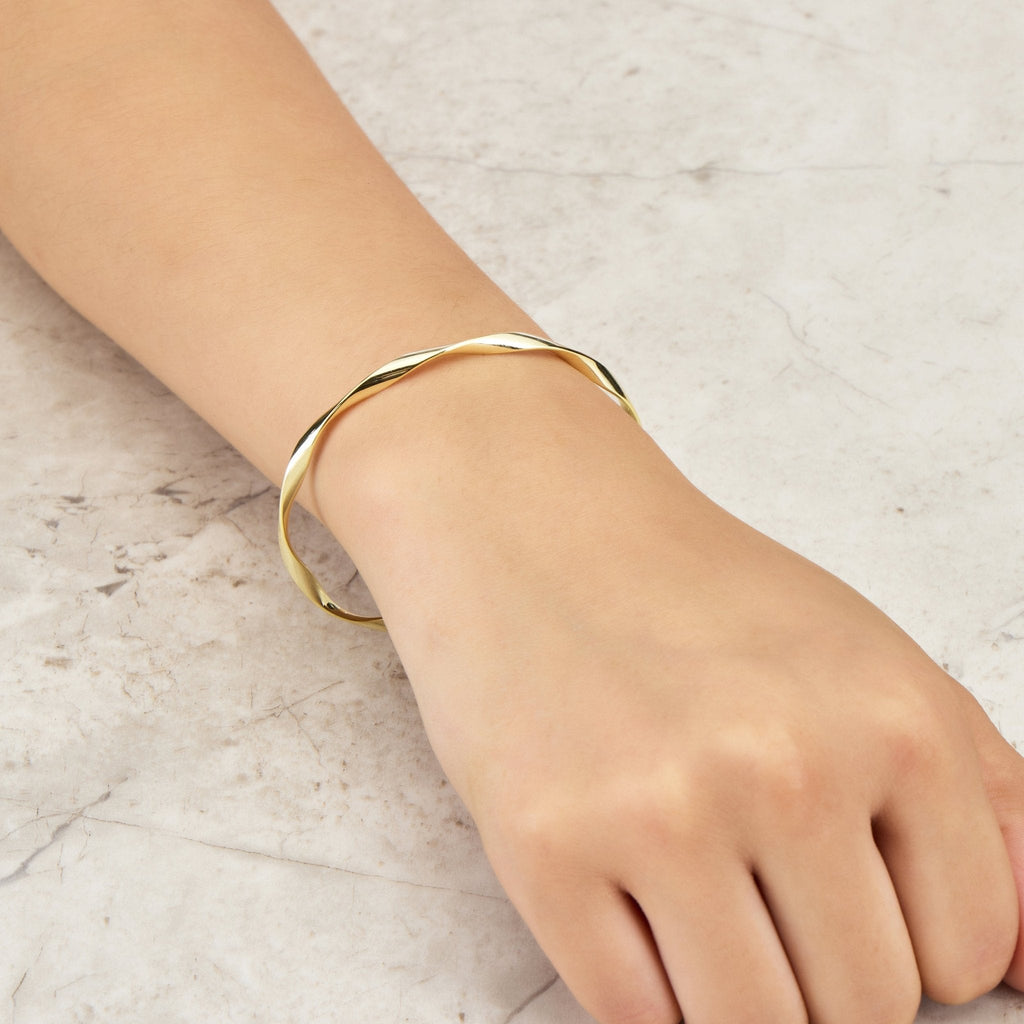 18k Gold Plated Spiral Cuff Bangle