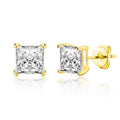 18k Gold Plated Square Earrings Created with Zircondia® Crystals