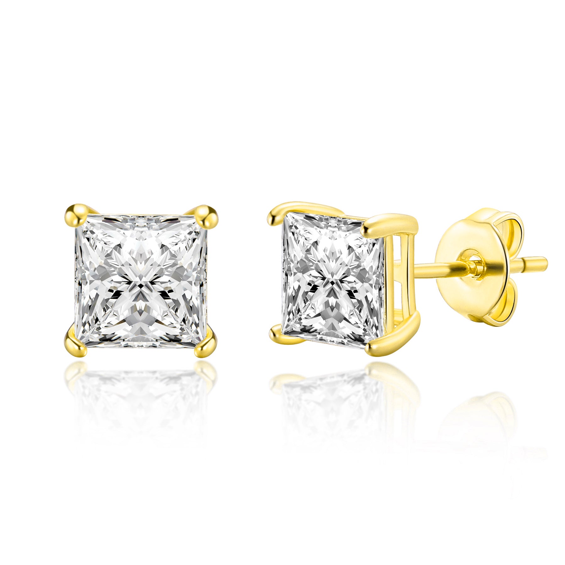 18k Gold Plated Square Earrings Created with Zircondia® Crystals