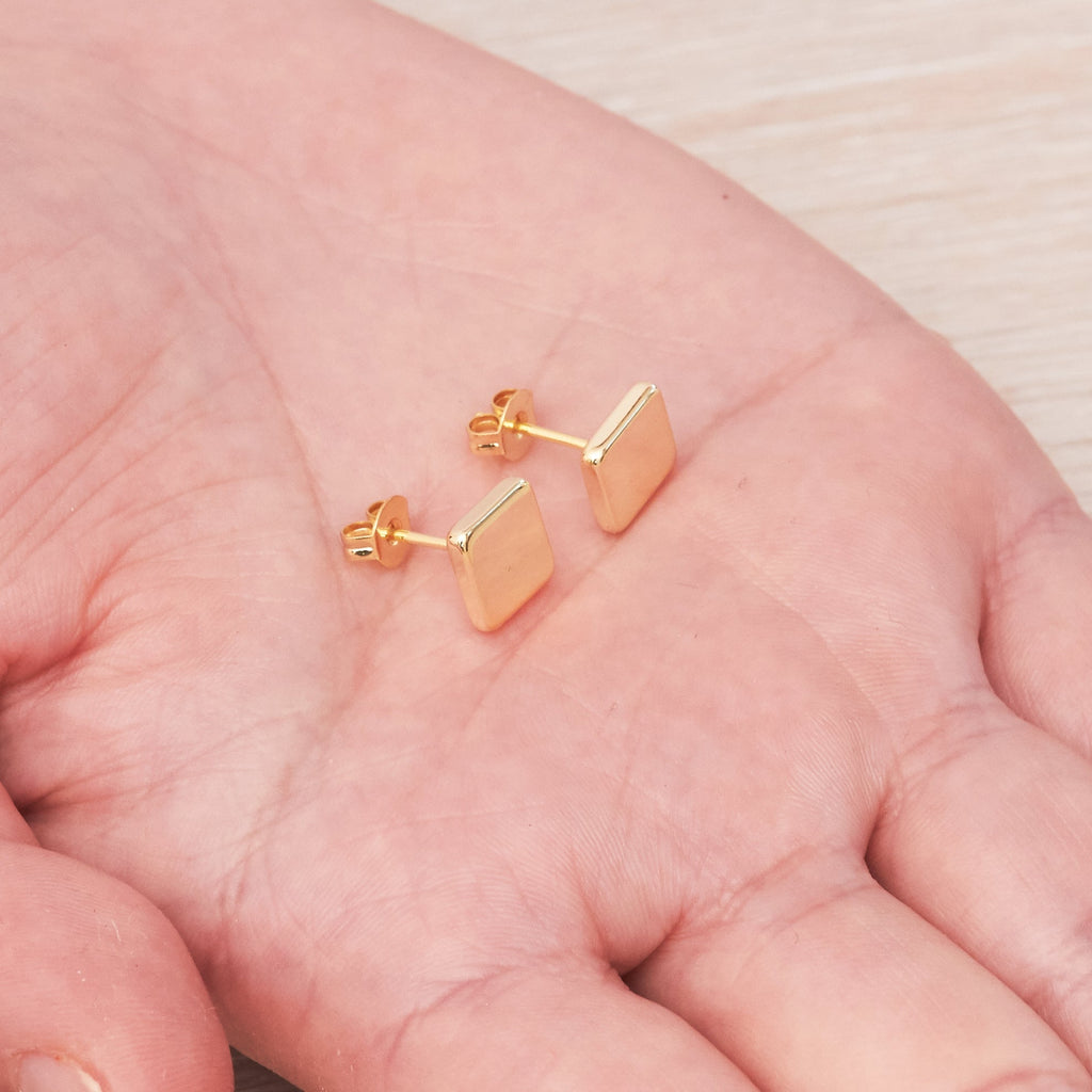 18k Gold Plated Square Stud Earrings