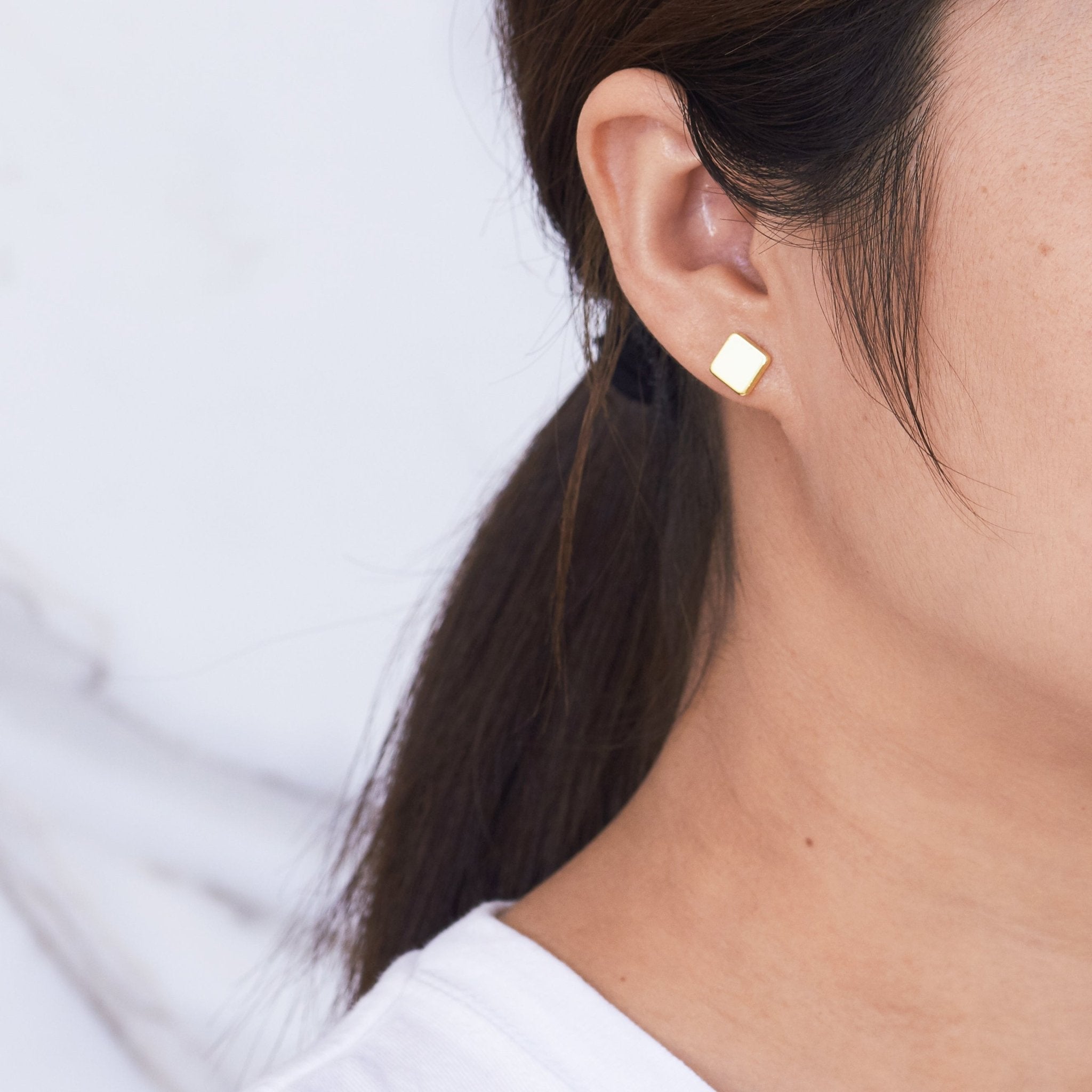 18k Gold Plated Square Stud Earrings
