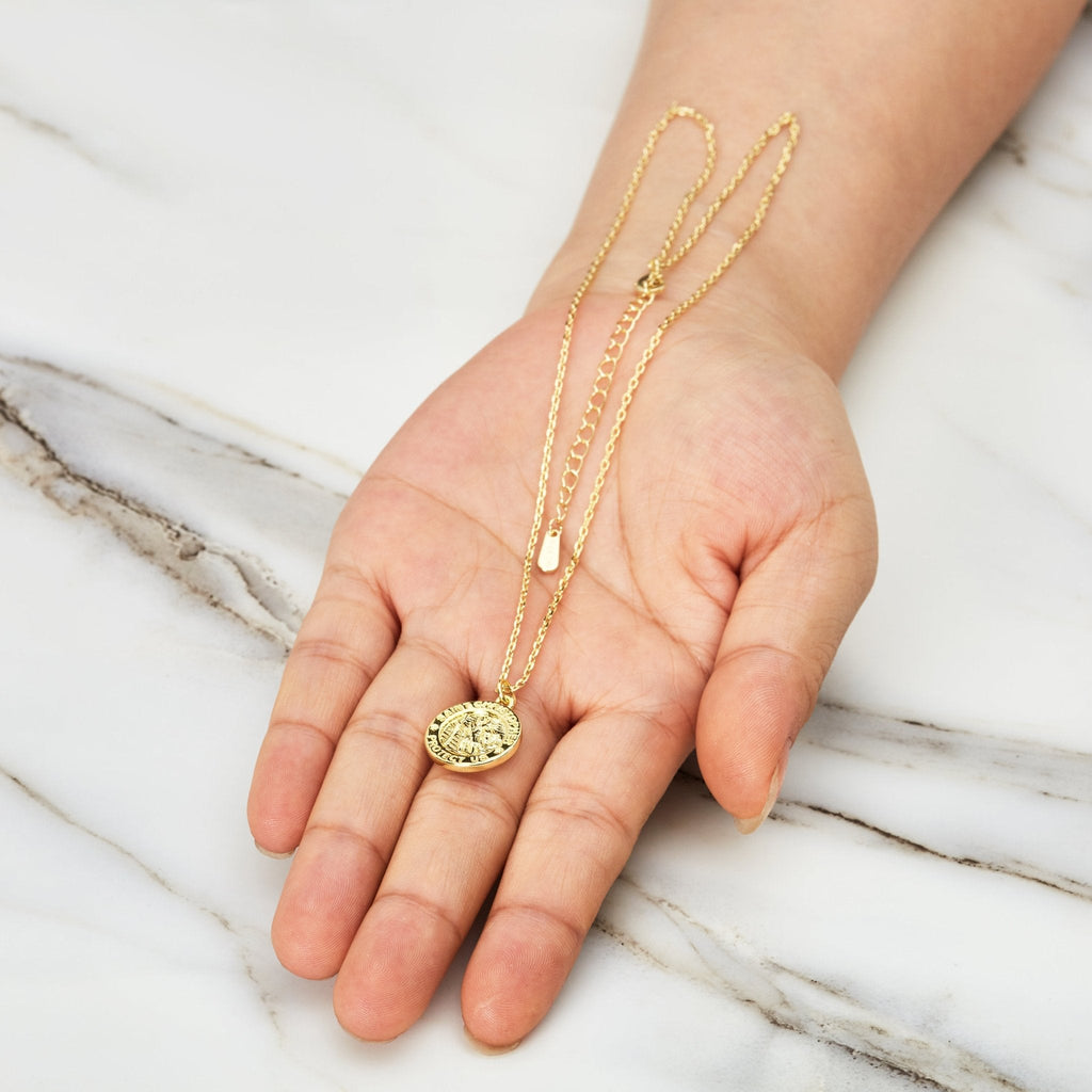 18k Gold Plated St Christopher Necklace