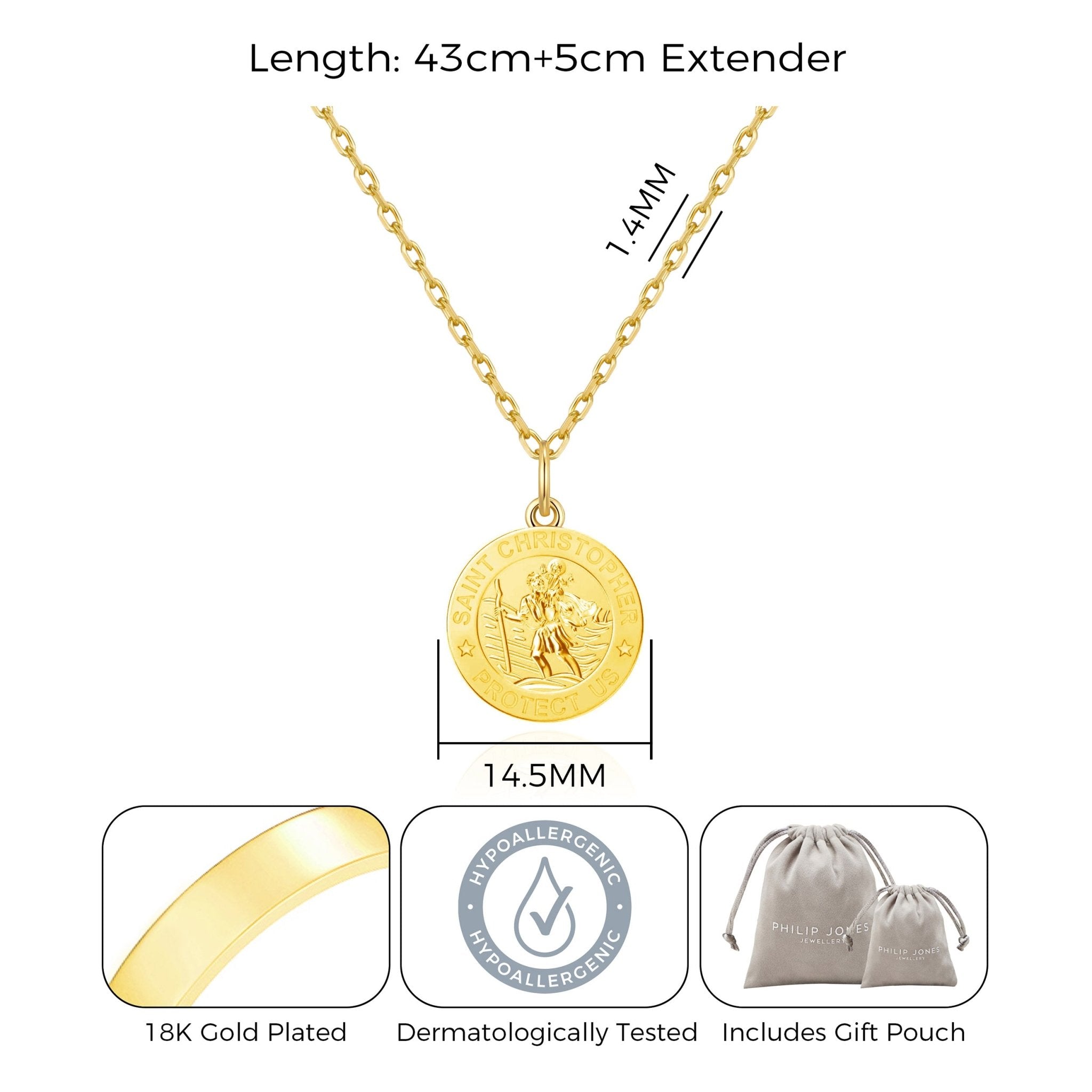 18k Gold Plated St Christopher Necklace