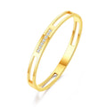 18k Gold Plated Stainless Steel Channel Bangle Created with Zircondia® Crystals (7 Inch)