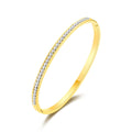 18k Gold Plated Stainless Steel Channel Set Bangle Created with Zircondia® Crystals (7 Inch)