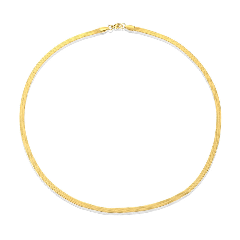 18k Gold Plated Stainless Steel Herringbone Flat Snake Chain 16" 18" 20" Inch Necklace