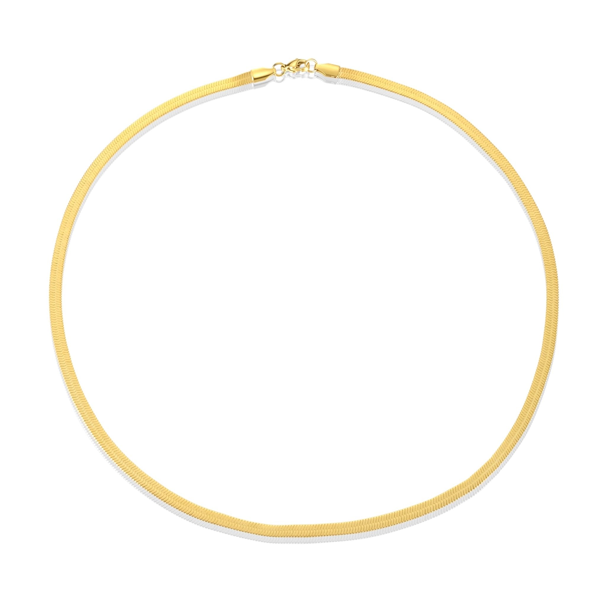 18k Gold Plated Stainless Steel Herringbone Flat Snake Chain 16" 18" 20" Inch Necklace