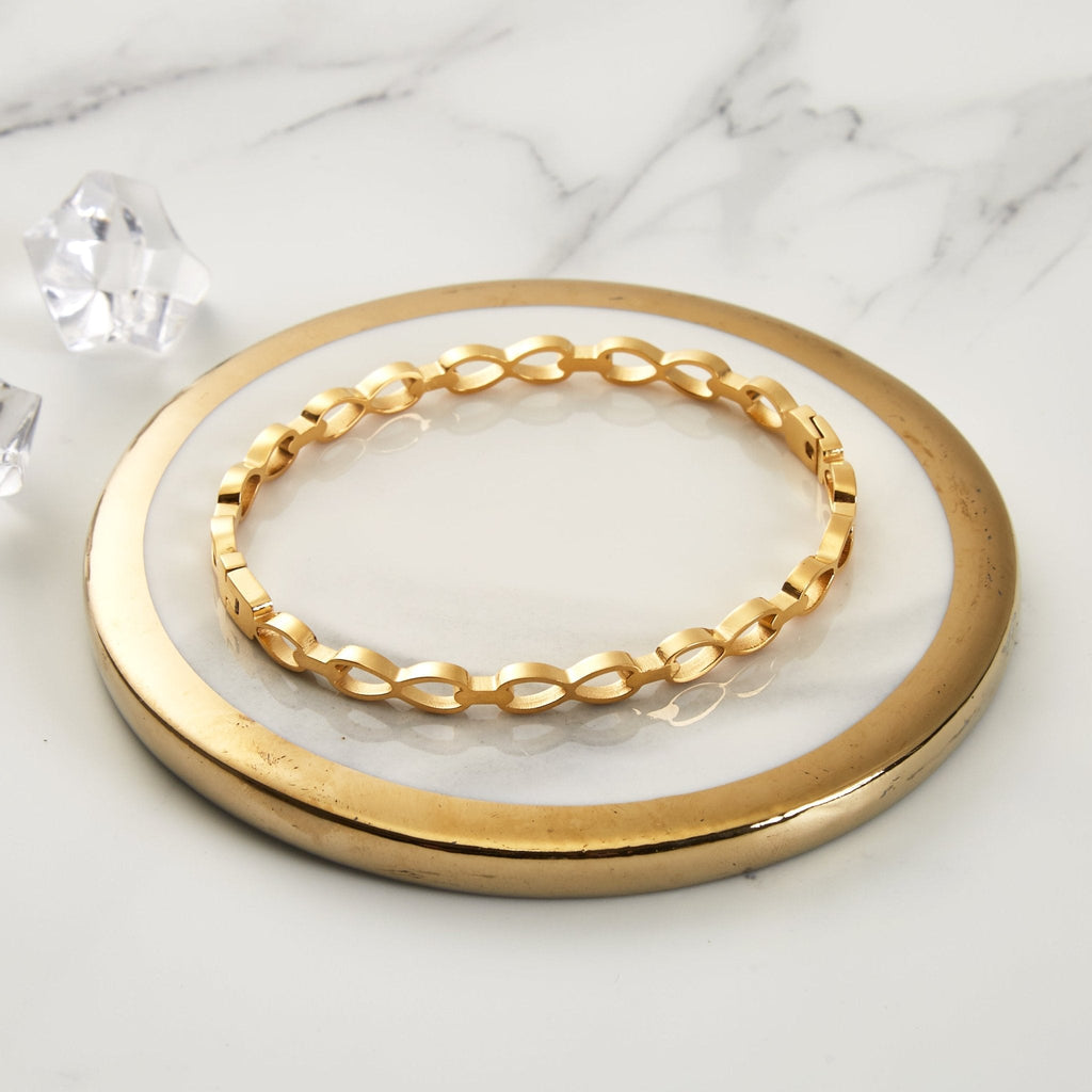 18k Gold Plated Stainless Steel Infinity Bangle (7 Inch)