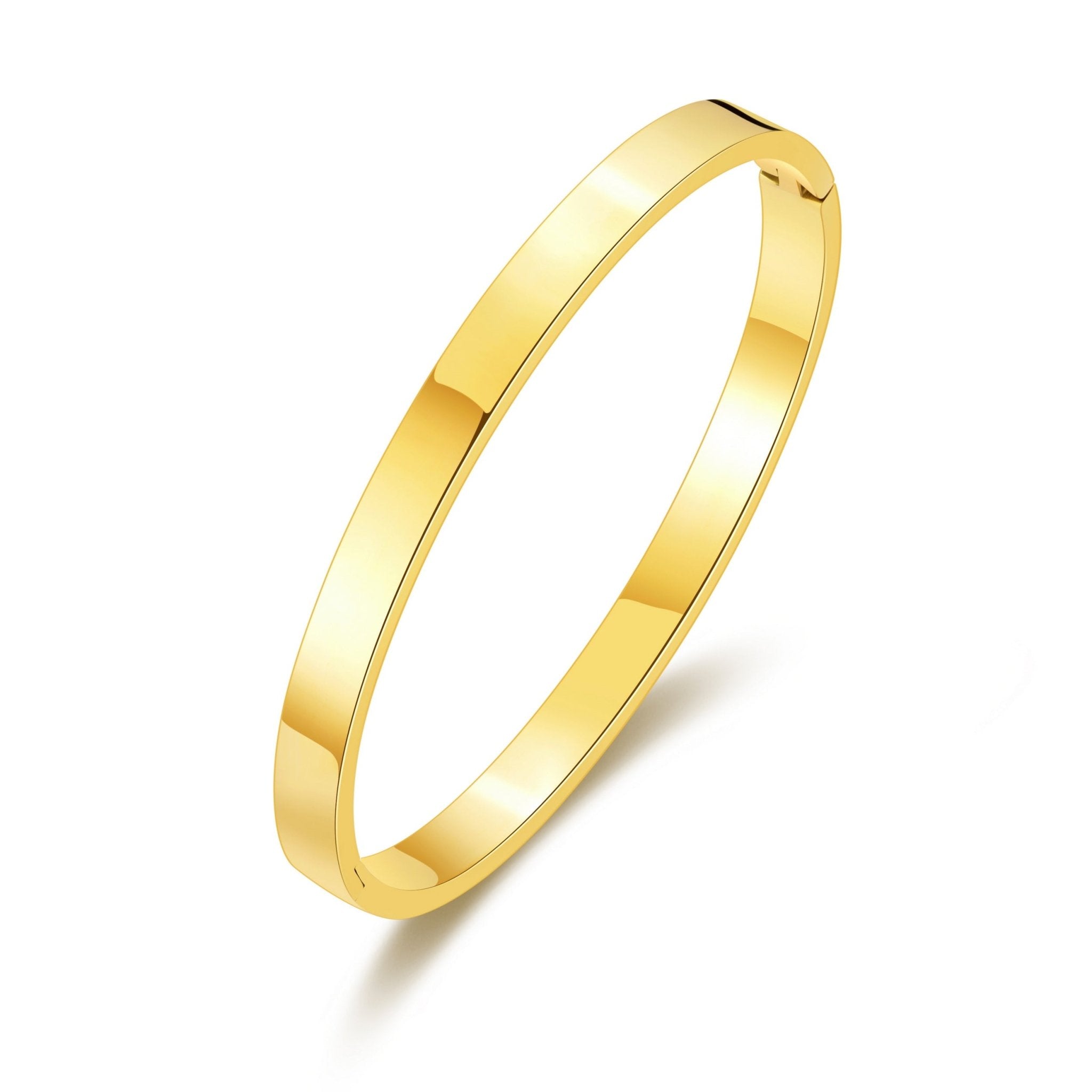 18k Gold Plated Stainless Steel Polished Bangle (7 Inch)