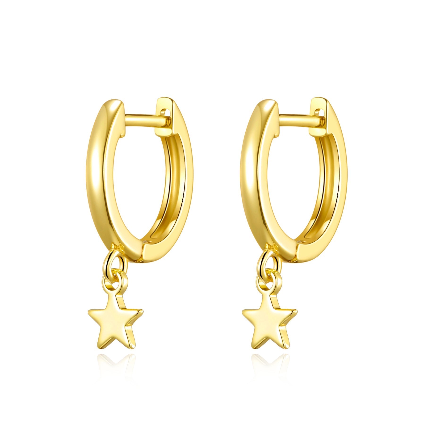 18k Gold Plated Star Charm Hoop Earrings