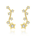 18k Gold Plated Star Climber Earrings Created with Zircondia® Crystals