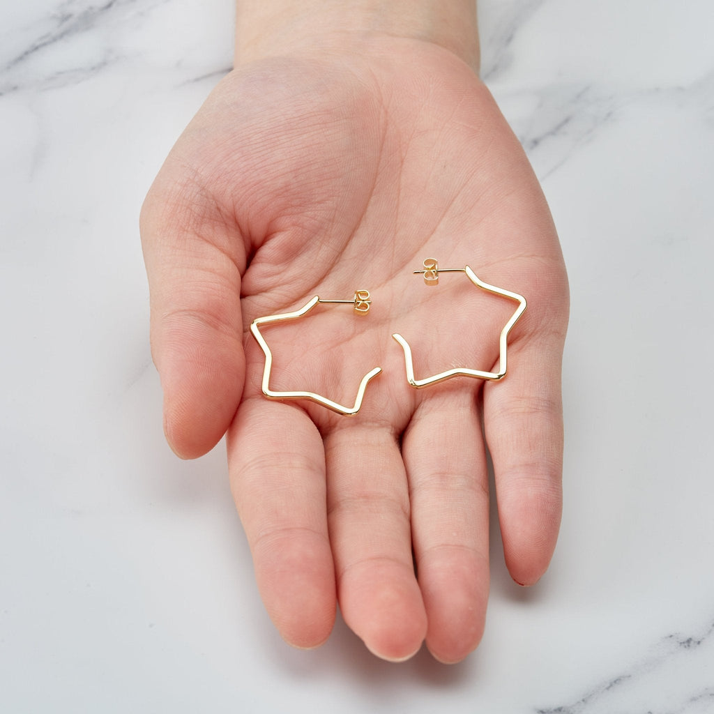 18k Gold Plated Star Hoop Earrings