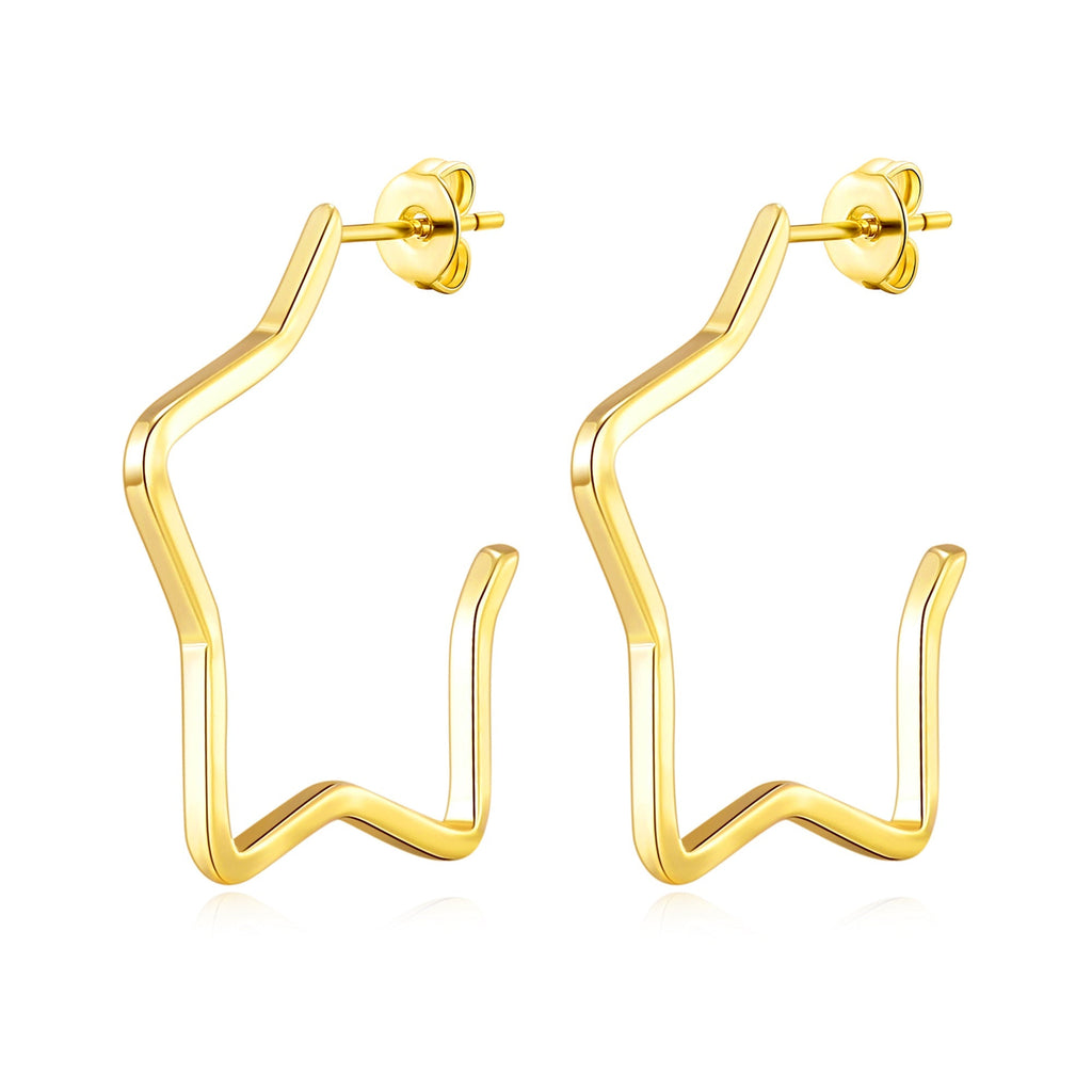 18k Gold Plated Star Hoop Earrings