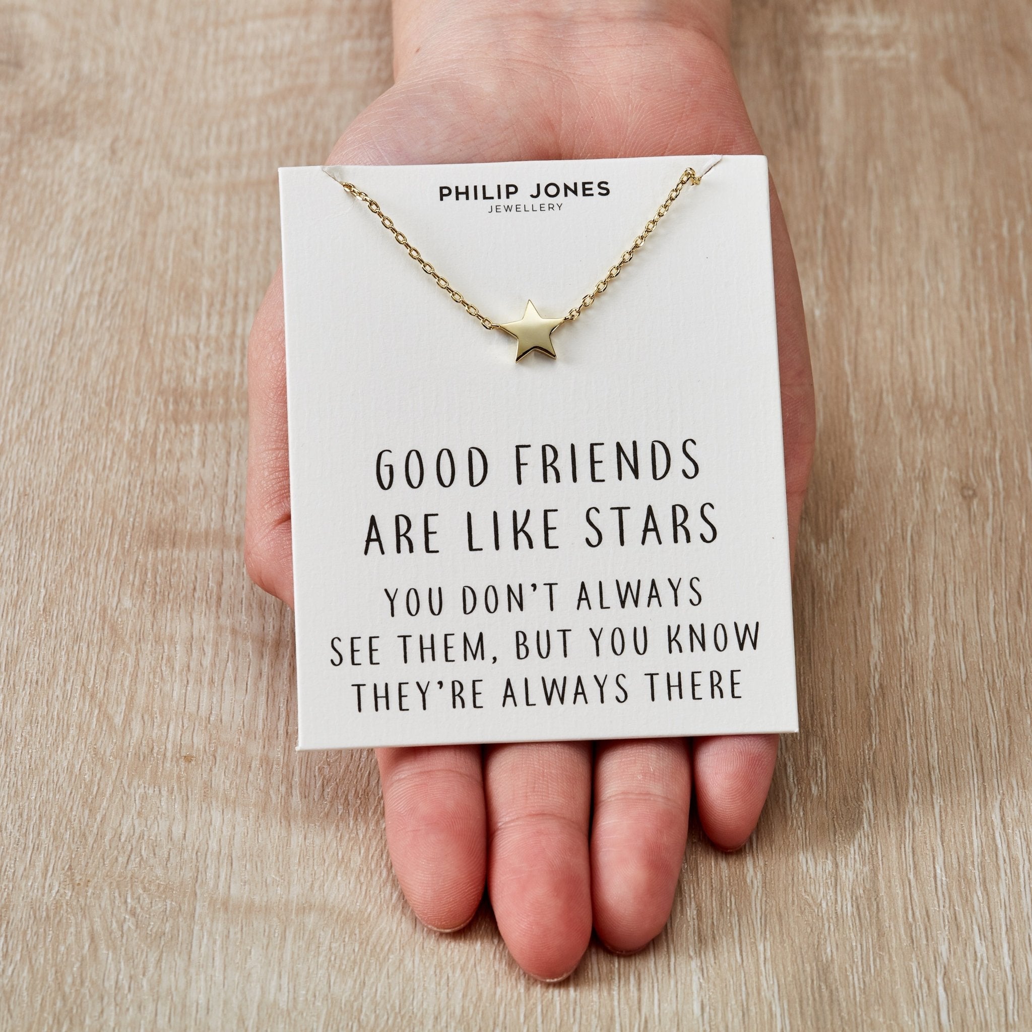 18k Gold Plated Star Necklace with Quote Card