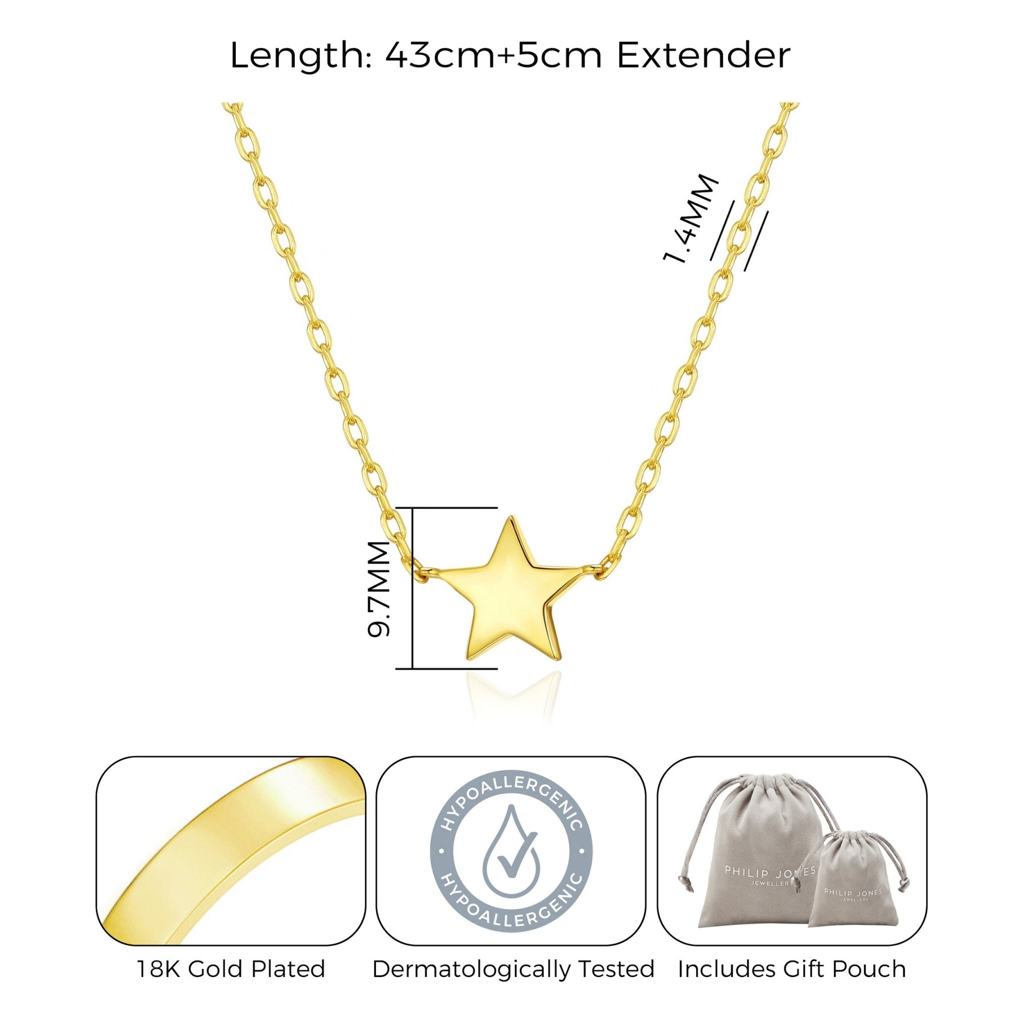 18k Gold Plated Star Necklace with Quote Card