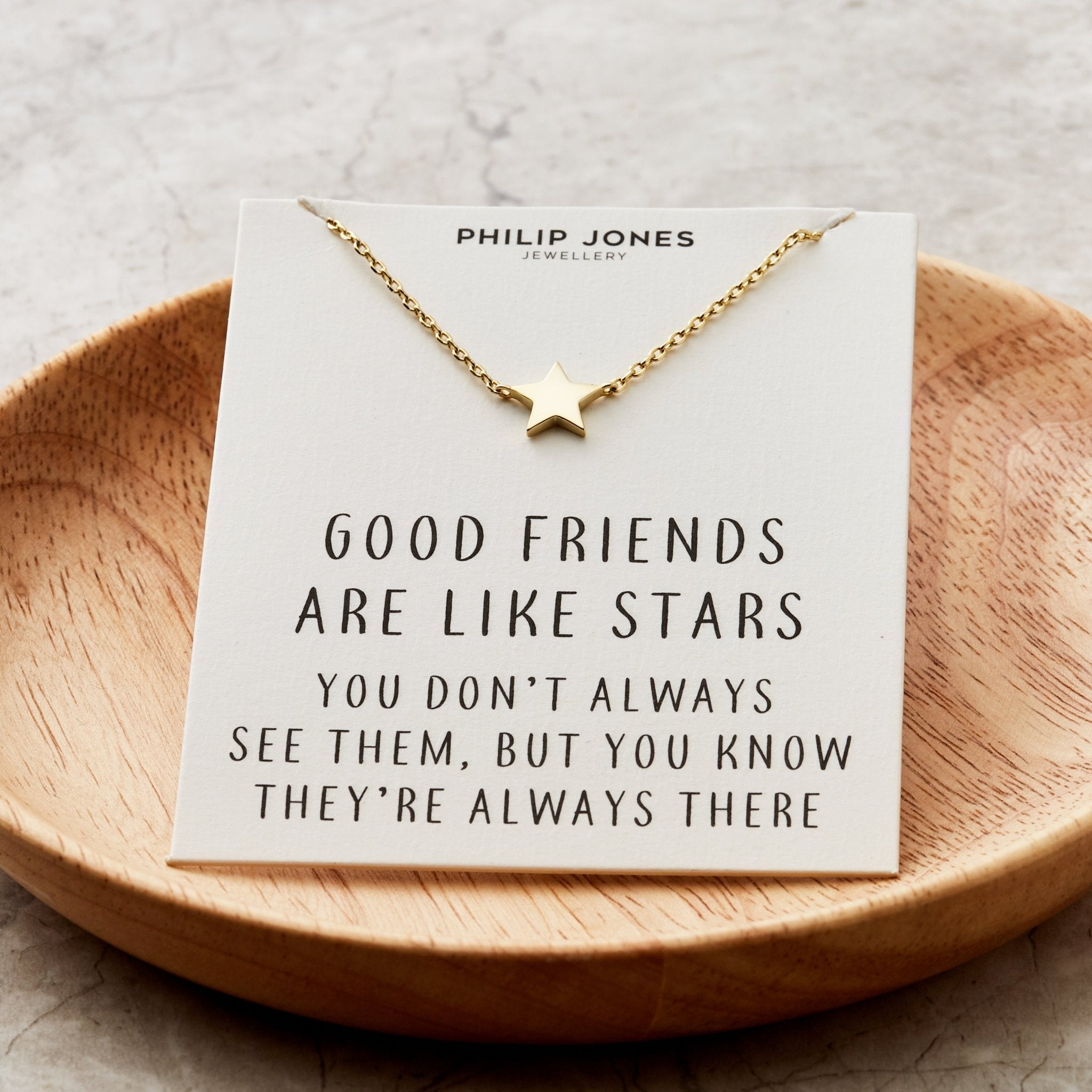 18k Gold Plated Star Necklace with Quote Card