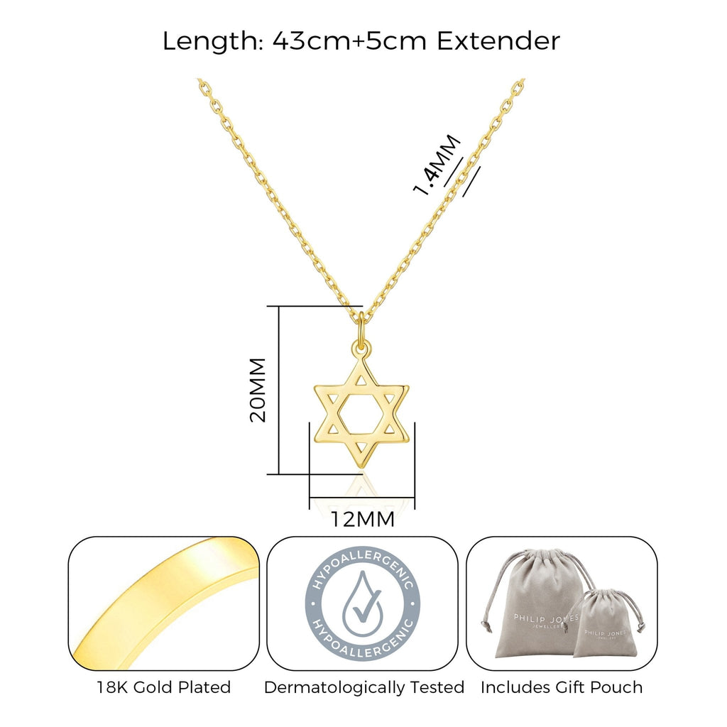 18k Gold Plated Star of David Necklace