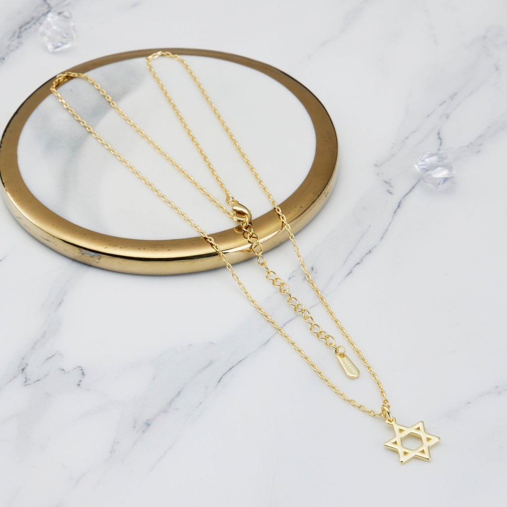 18k Gold Plated Star of David Necklace