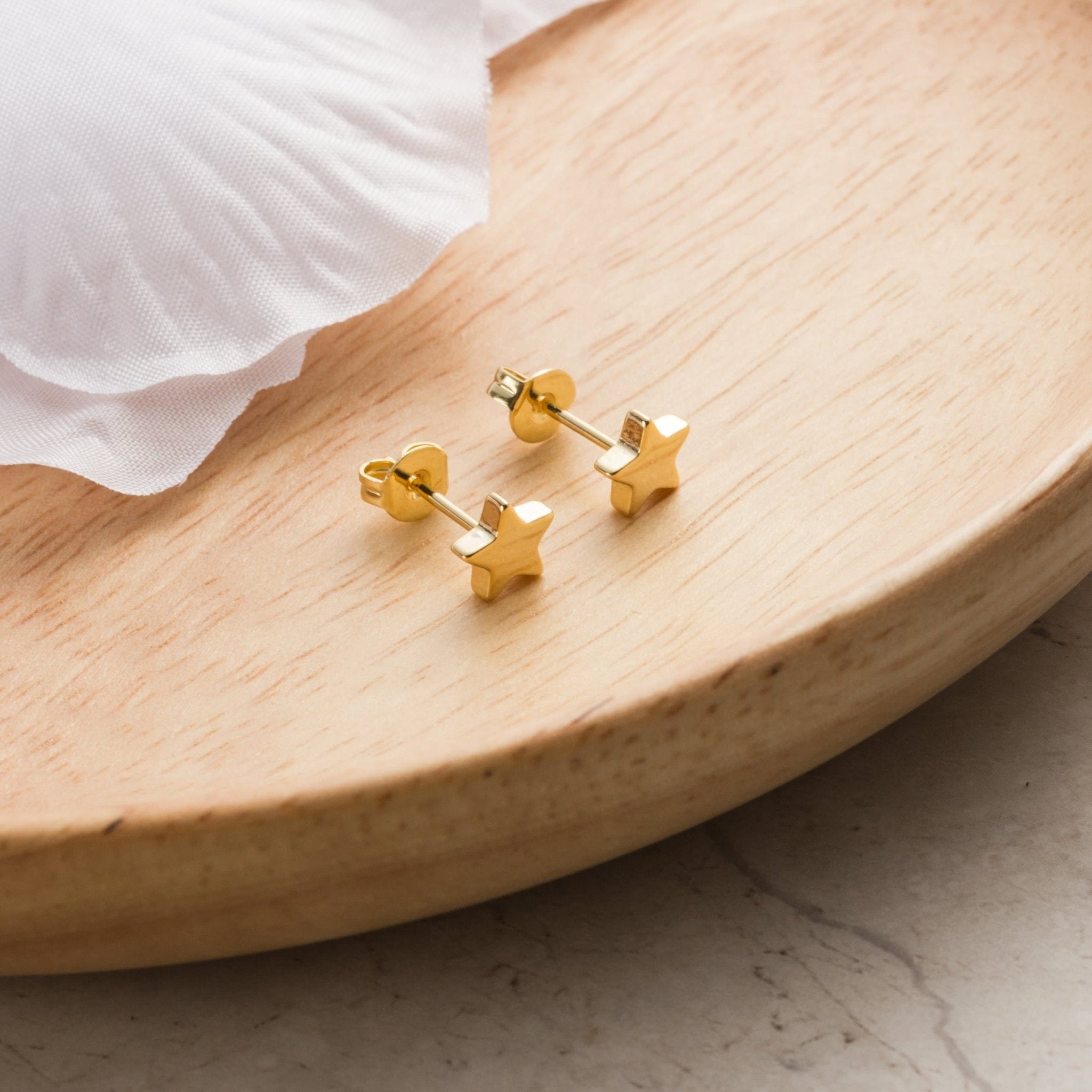 18k Gold Plated Star Stud Earrings