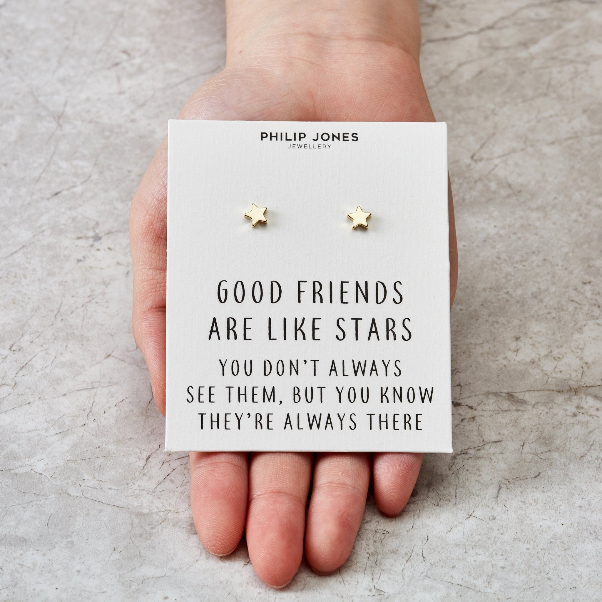 18k Gold Plated Star Stud Earrings with Quote Card
