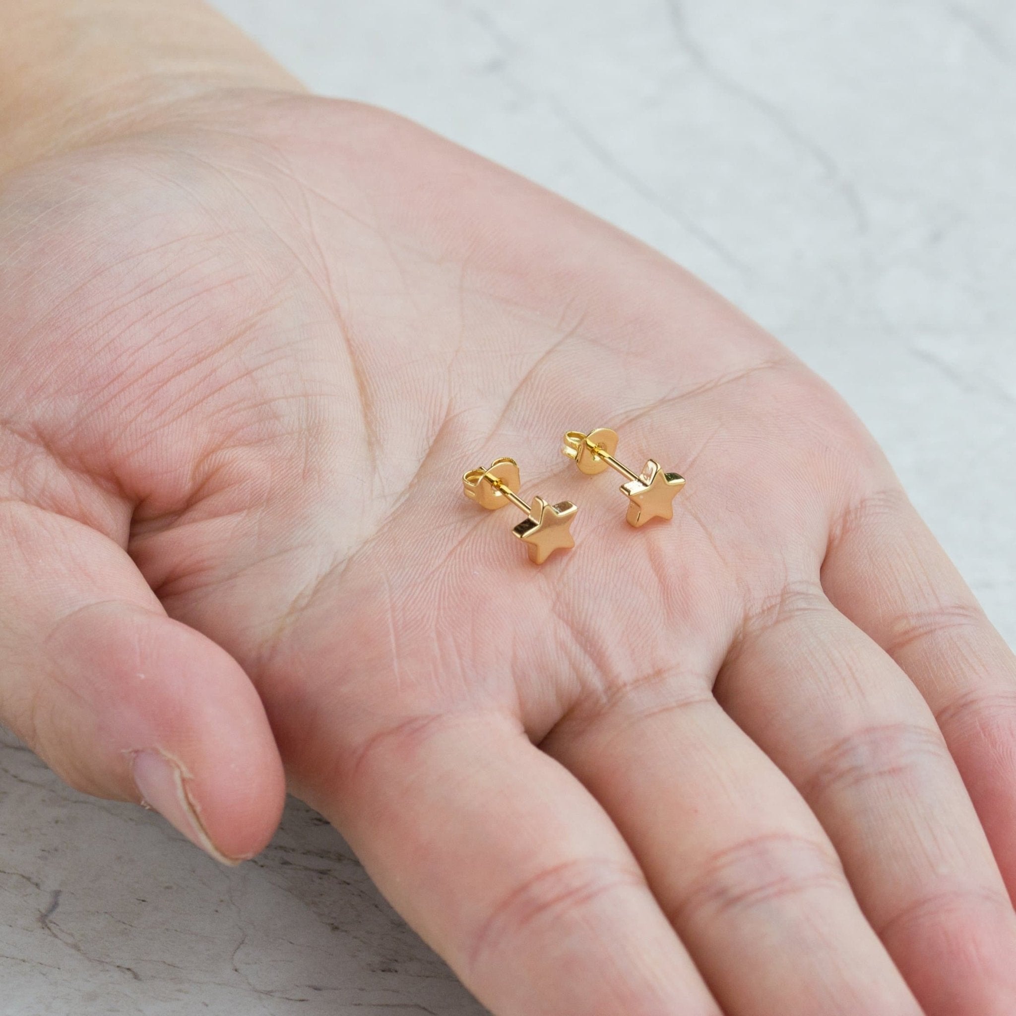 18k Gold Plated Star Stud Earrings with Quote Card