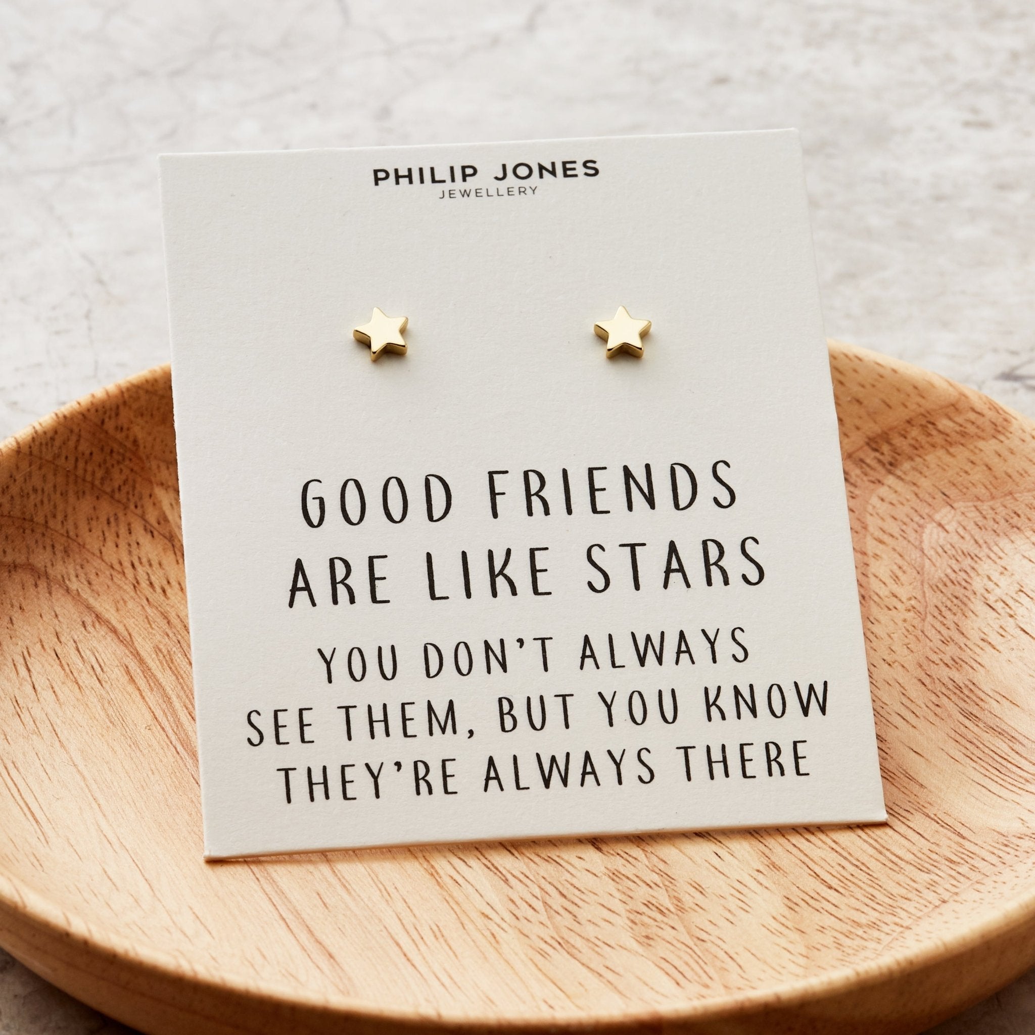 18k Gold Plated Star Stud Earrings with Quote Card