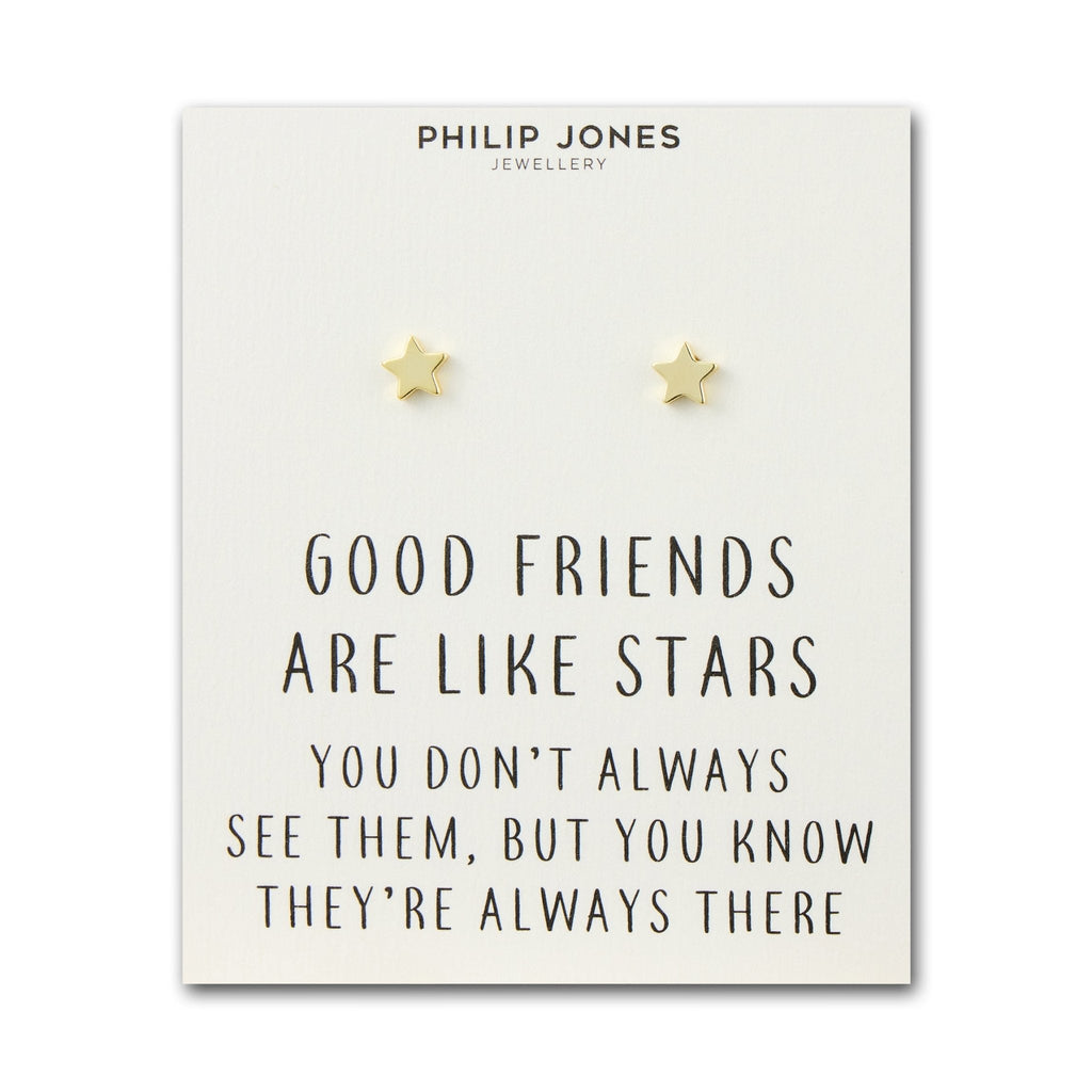 18k Gold Plated Star Stud Earrings with Quote Card