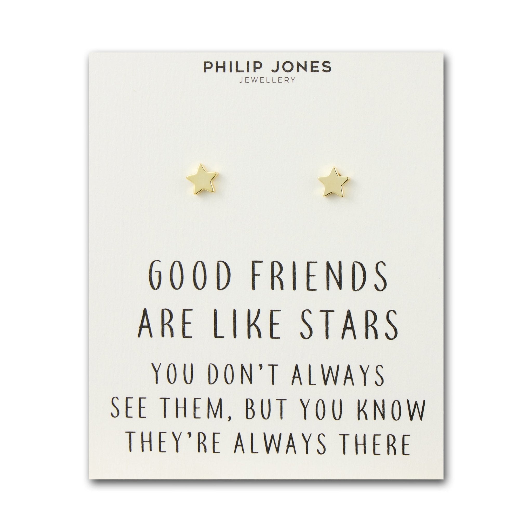 18k Gold Plated Star Stud Earrings with Quote Card