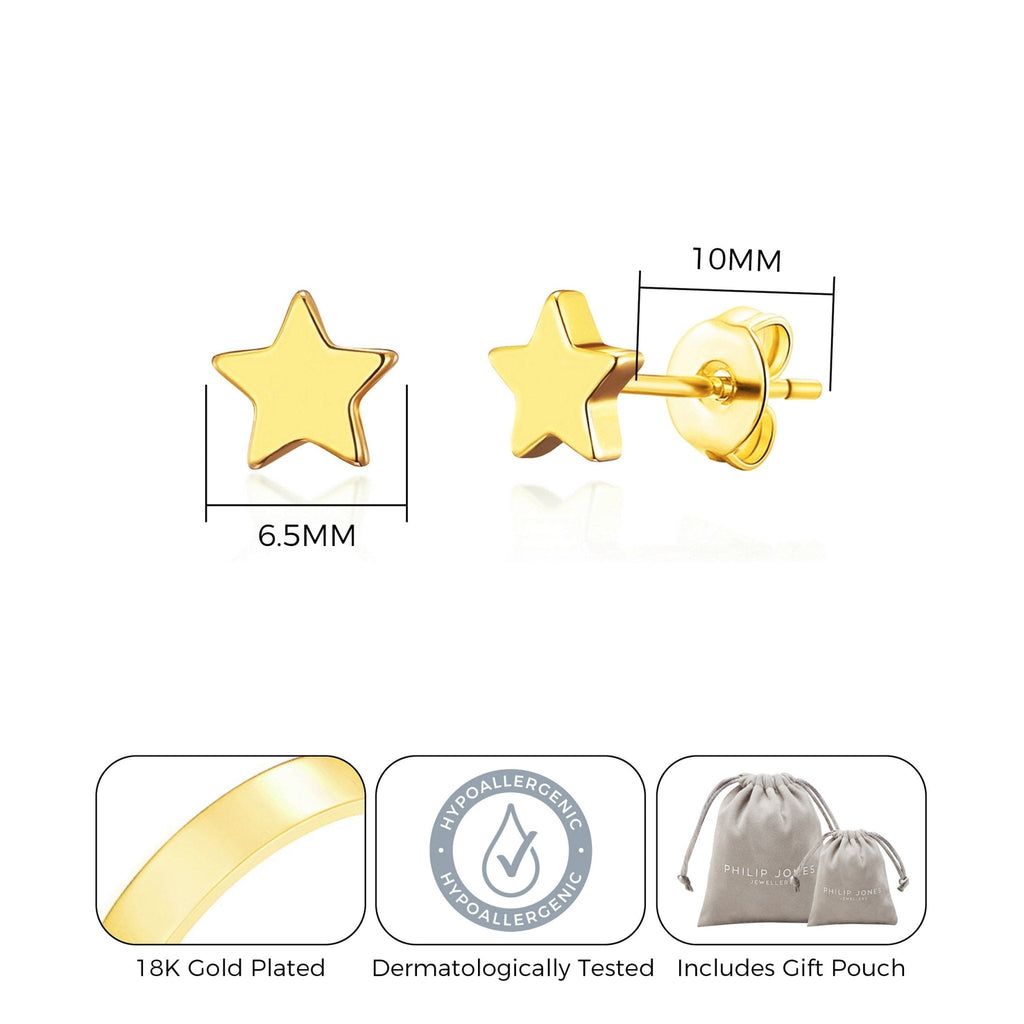 18k Gold Plated Star Stud Earrings with Quote Card