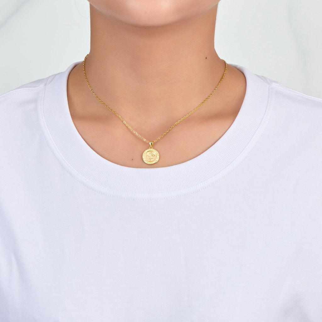 18k Gold Plated Sterling Silver St Christopher Necklace