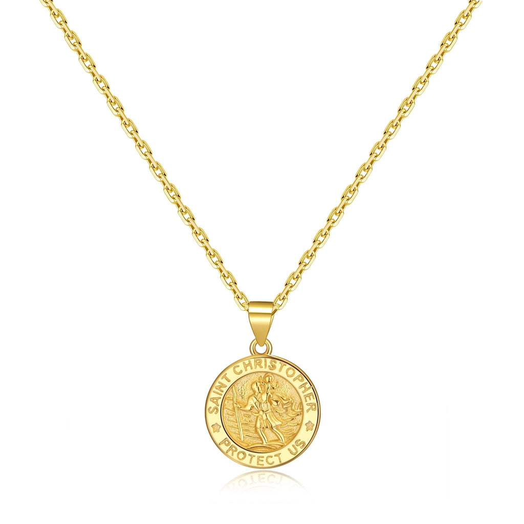 18k Gold Plated Sterling Silver St Christopher Necklace