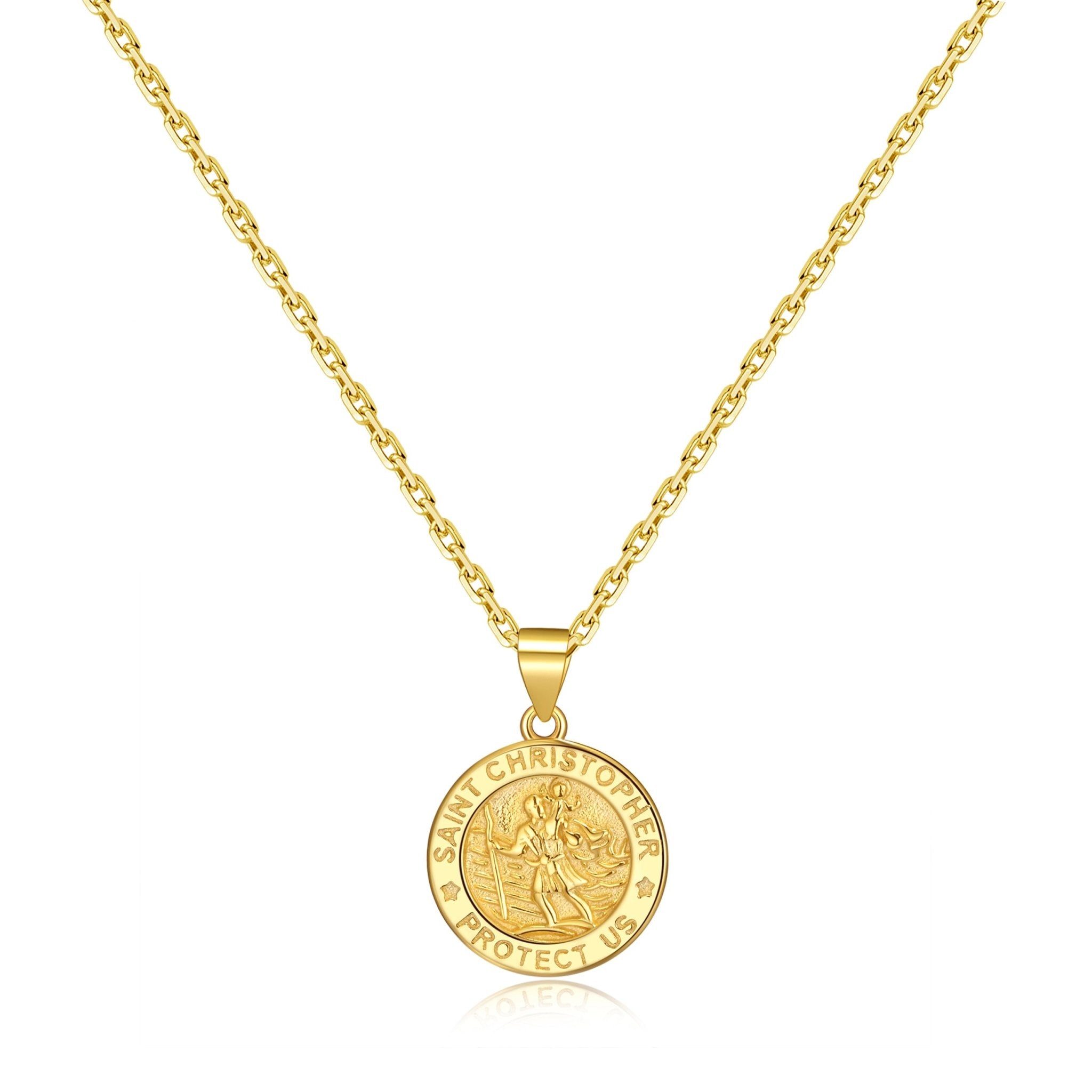 18k Gold Plated Sterling Silver St Christopher Necklace