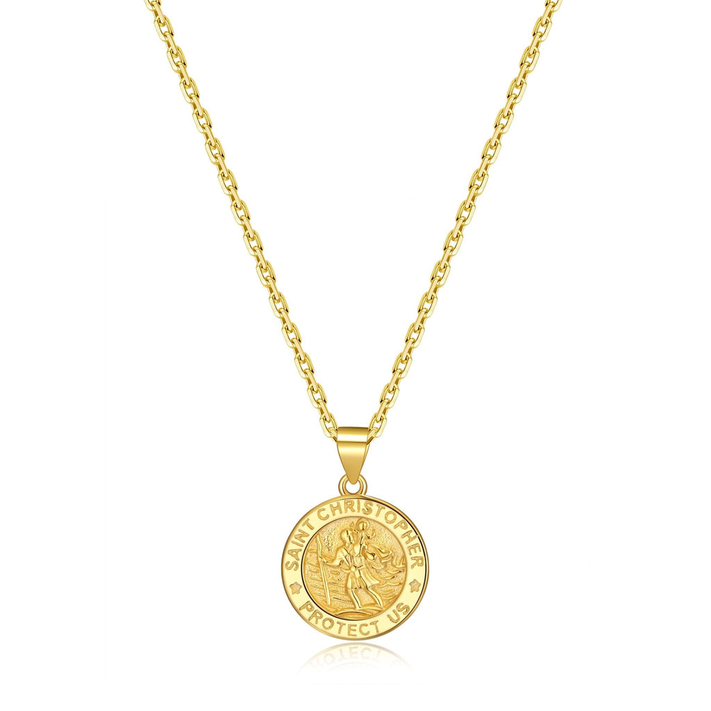 18k Gold Plated Sterling Silver St Christopher Necklace