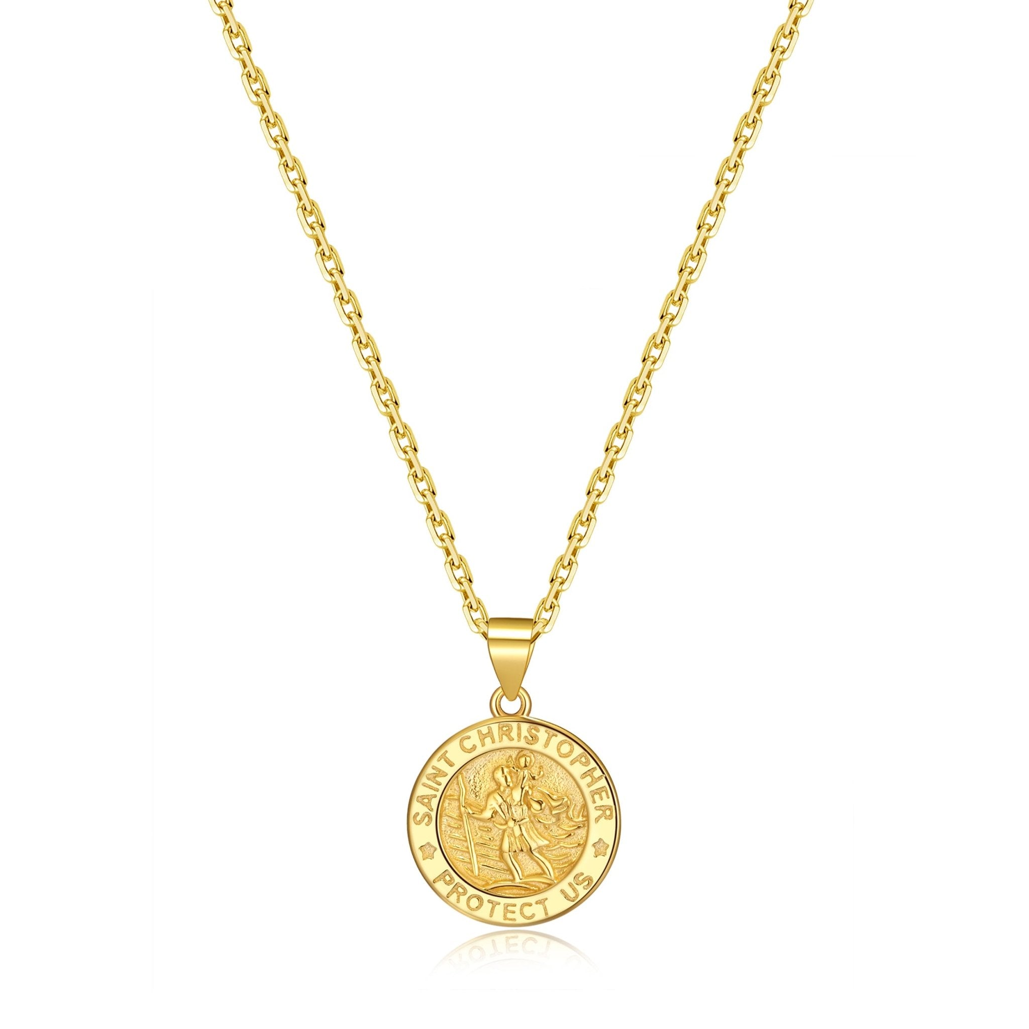 18k Gold Plated Sterling Silver St Christopher Necklace