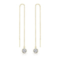 Gold Plated Sterling Silver Thread Earrings Created with Zircondia® Crystals