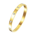 18k Gold Plated Stud Bangle Created with Zircondia® Crystals (7 Inch)