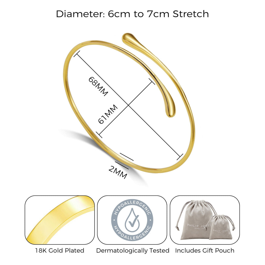 18k Gold Plated Teardrop Bangle