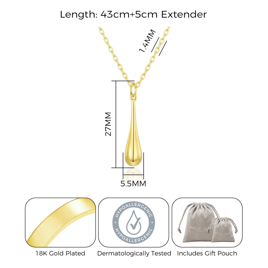 18k Gold Plated Teardrop Necklace