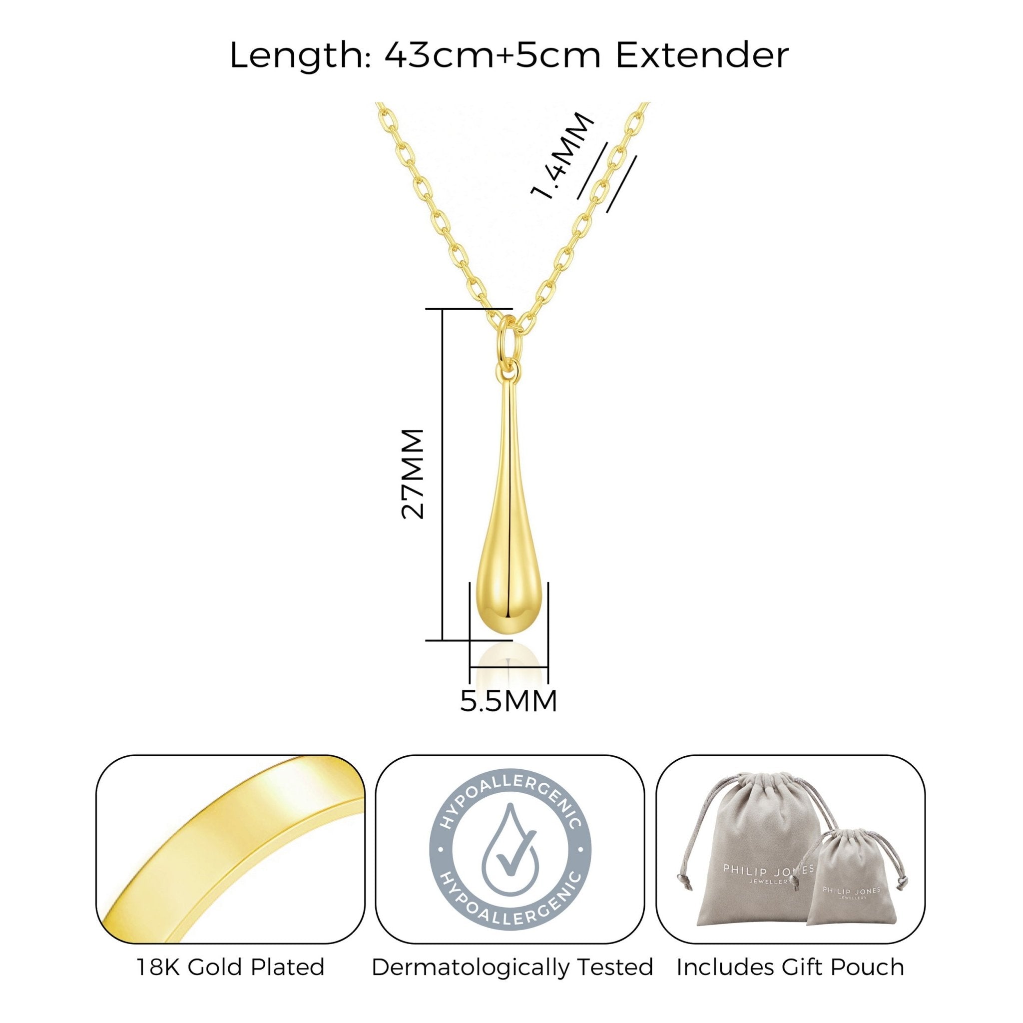 18k Gold Plated Teardrop Necklace