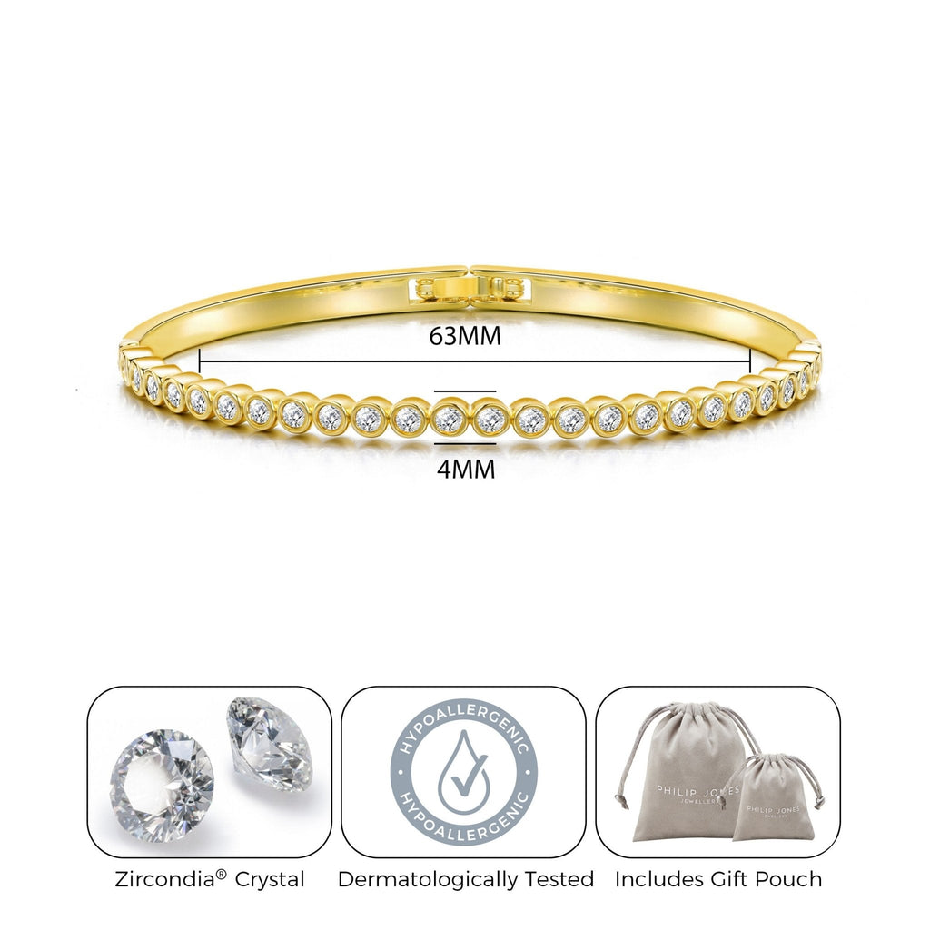 18k Gold Plated Tennis Bangle Created with Zircondia® Crystals (7 Inch)