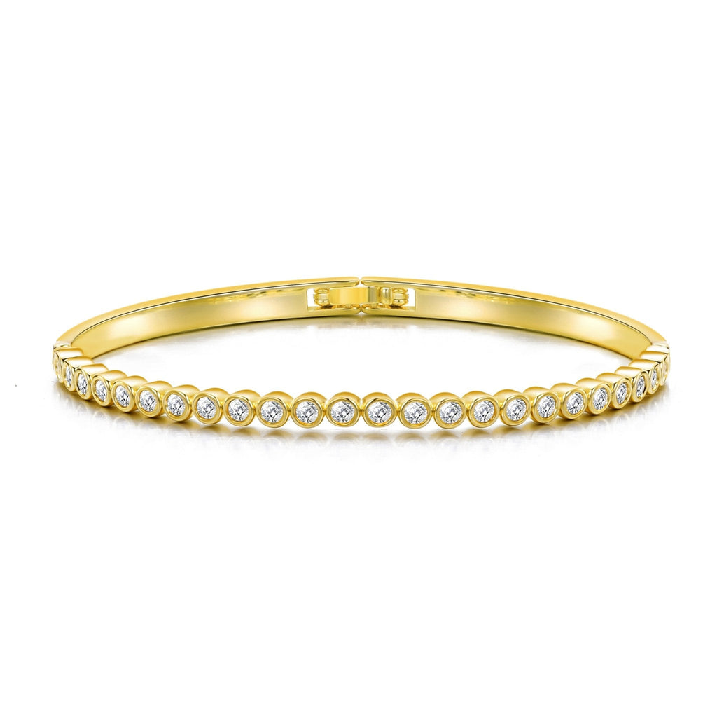 18k Gold Plated Tennis Bangle Created with Zircondia® Crystals (7 Inch)