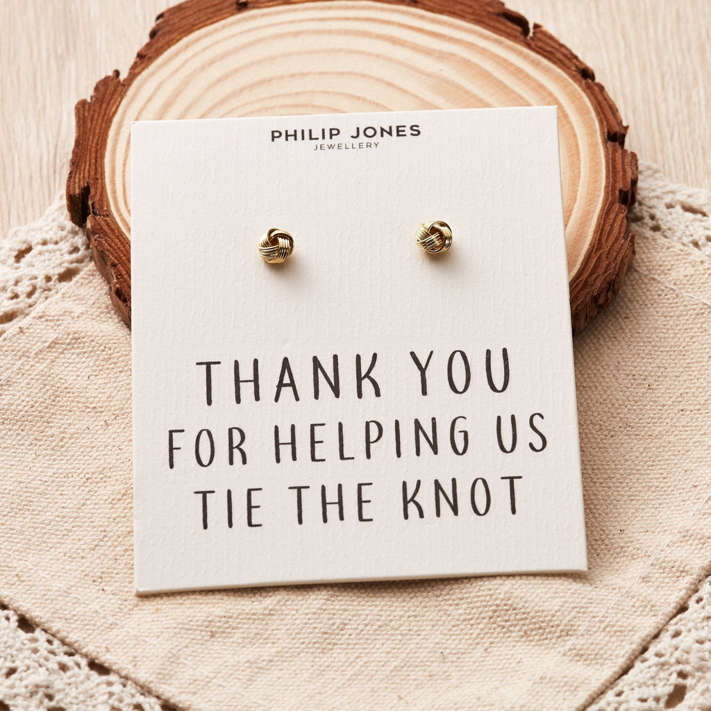 18k Gold Plated Thank You for Helping us Tie The Knot Bridal Earrings with Quote Card