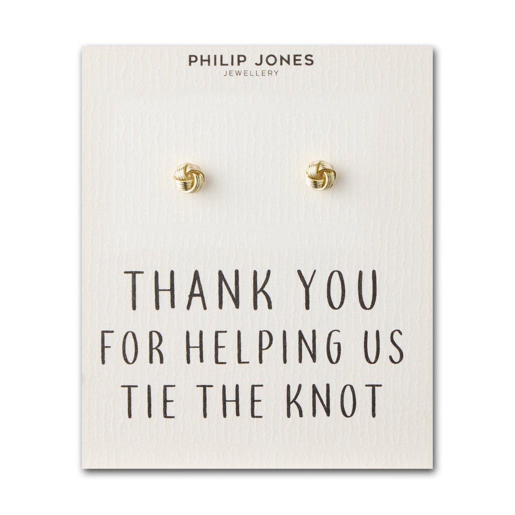 18k Gold Plated Thank You for Helping us Tie The Knot Bridal Earrings with Quote Card