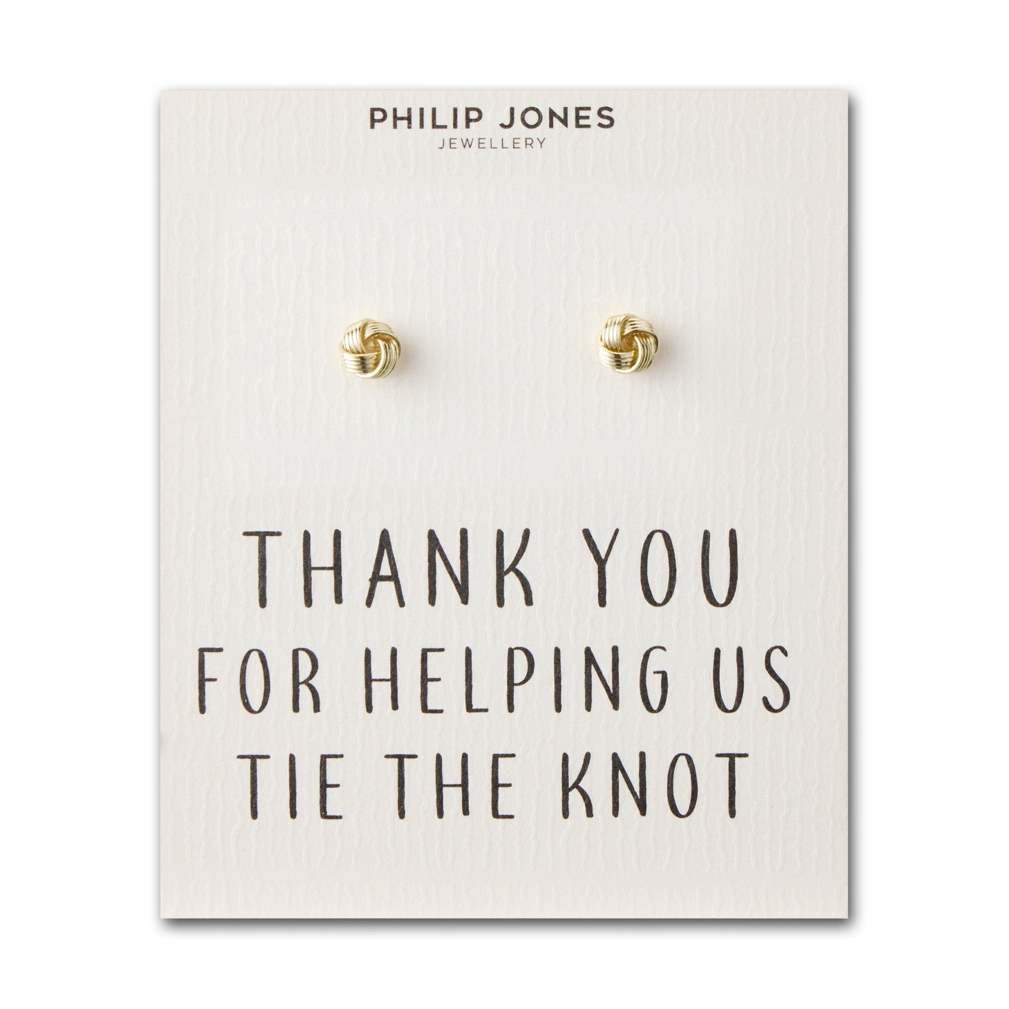 18k Gold Plated Thank You for Helping us Tie The Knot Bridal Earrings with Quote Card
